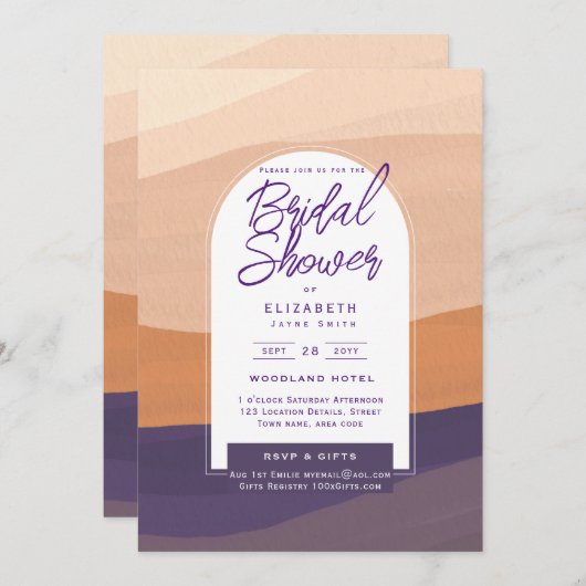 DIGITALE UITNODIGING BRUIDSSLUIERFEEST Paars Oranj (Voorkant / Achterkant)