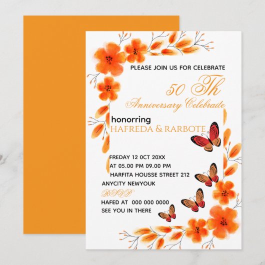Digitale uitnodiging voor 50ste verjaardag voor vr (Voorkant / Achterkant)