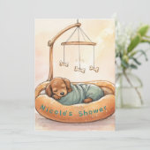 Digitale uitnodiging voor baby-dachshund douche (Staand voorkant)