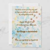 Digitale uitnodiging voor baby-dachshund douche (Achterkant)