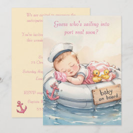 Digitale uitnodiging voor baby zeilmeisje