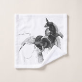 Digitale Unicorn-afbeelding - Aangepaste achtergro Bad Handdoek (Wasdoekje)