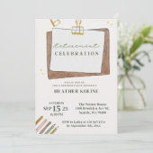 Digitale Unieke Leraar Pensioen Partij Sjabloon Kaart (Staand voorkant)