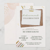 Digitale Unieke Leraar Pensioen Partij Sjabloon Kaart (Voorkant / Achterkant)