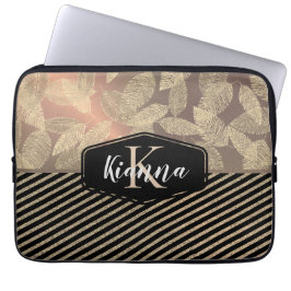 Digitale veren met Glittery Stripes Monogram Laptop Sleeve