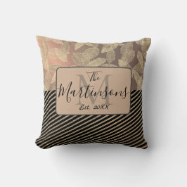 Digitale veren met Gold Stripes Monogram familie Kussen