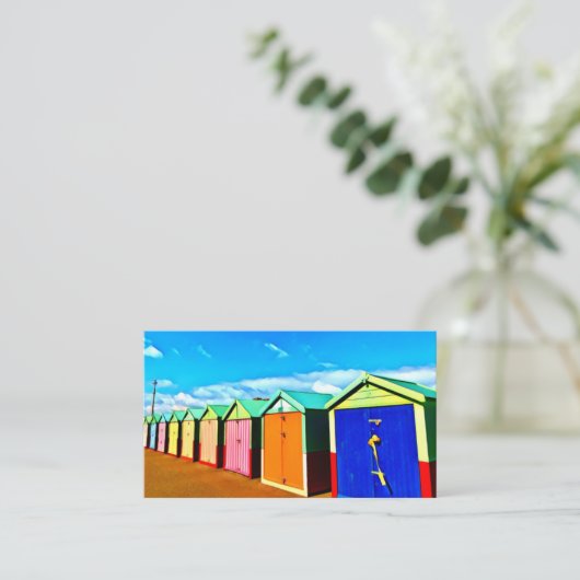 Digitale verf - Brighton Beach Huts Visitekaartje (Staand voorkant)