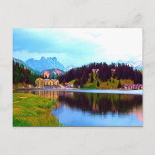 Digitale verf - Meer van Misurina, Italië Briefkaart