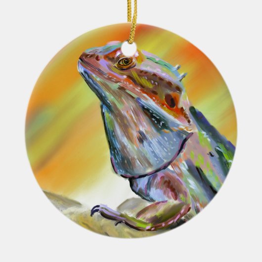 Digitale verf met chromatische draak keramisch ornament (Voorkant)