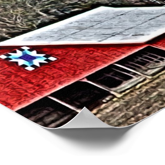 Digitale verf met Red Barn Quilt Poster (Hoek)