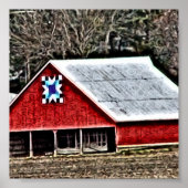 Digitale verf met Red Barn Quilt Poster (Voorkant)