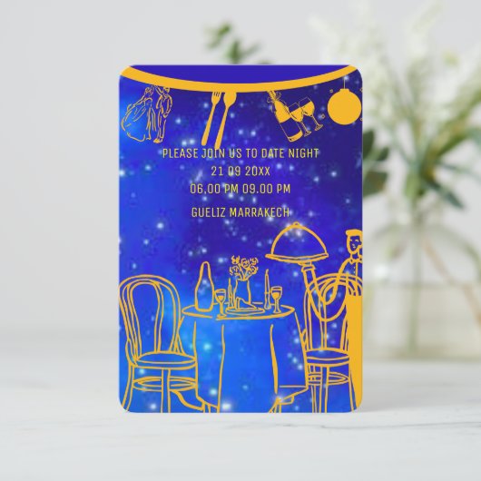 Digitale Verjaardag Diner Uitnodiging Sjabloon, Zw (Staand voorkant)