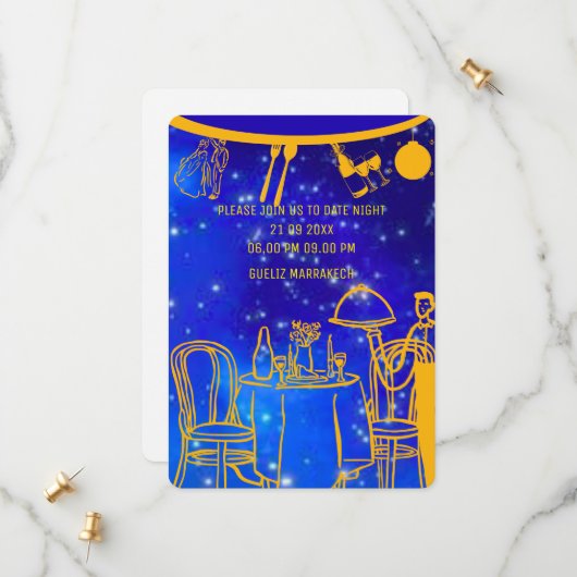 Digitale Verjaardag Diner Uitnodiging Sjabloon, Zw (Voorkant / Achterkant in situ)