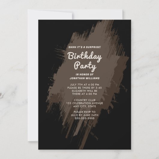 Digitale Verrassing Uitnodiging Verjaardag Zwart N (Voorkant)