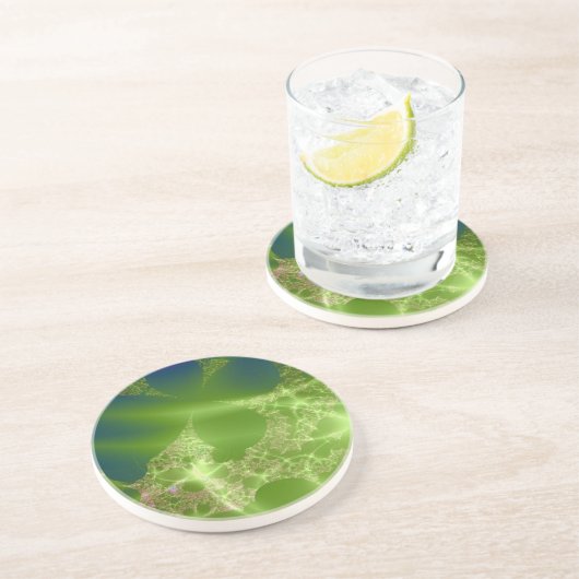 Digitale vorst op Groen en Blauw Zandsteen Onderzetter (Zijkant)