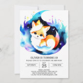 Digitale vossen in het bos Verjaardag Kaart (Voorkant)