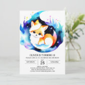 Digitale vossen in het bos Verjaardag Kaart (Staand voorkant)