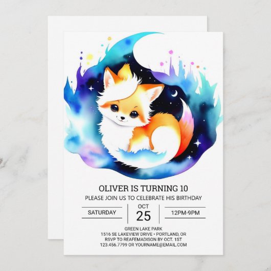 Digitale vossen in het bos Verjaardag Kaart (Voorkant / Achterkant)