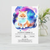 Digitale vossen in het bos Verjaardagsfeest Kaart (Staand voorkant)