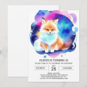 Digitale vossen in het bos Verjaardagsfeest Kaart (Voorkant / Achterkant)