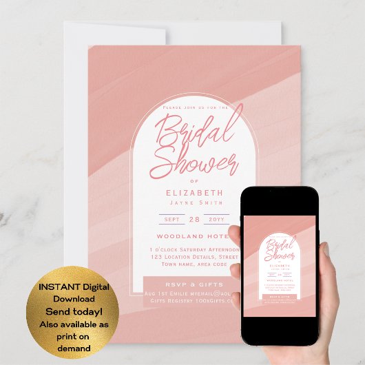 DIGITALE Vrijgezellenfeest nodigt Blush Dusty Pink Kaart