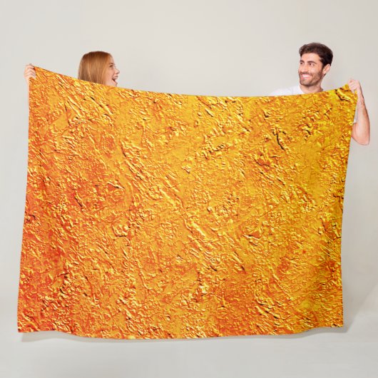 Digitale 'wandtextuur' intese-geel en oranje fleece deken (In situ)