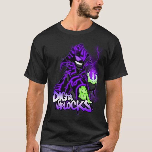 Digitale Warlock Paarse Warlock - Basic Dark T-Shi T-shirt (Voorkant)