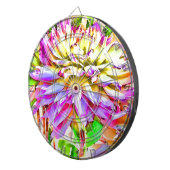 Digitale Waterverf Dahlia Gift Dartbord (Voorkant Rechts)