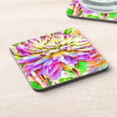 Digitale Waterverf Dahlia Gift Drankjes Onderzetter (Linkerzijde)