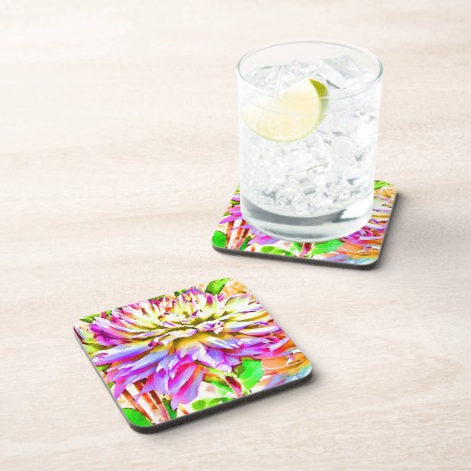 Digitale Waterverf Dahlia Gift Drankjes Onderzetter (Rechterzijde)