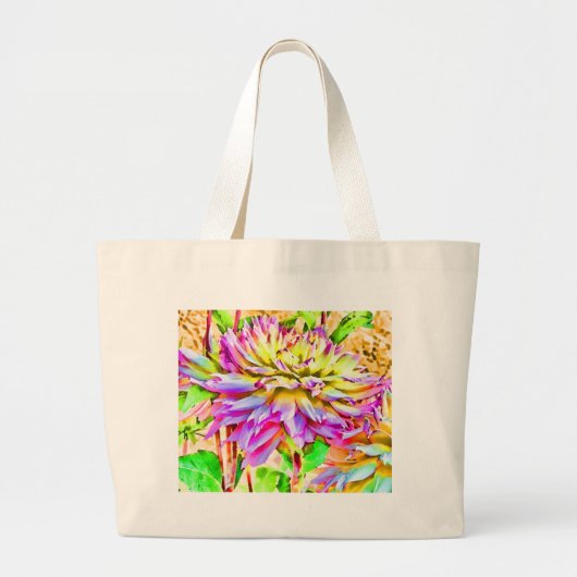 Digitale Waterverf Dahlia Gift Grote Tote Bag (Voorkant)