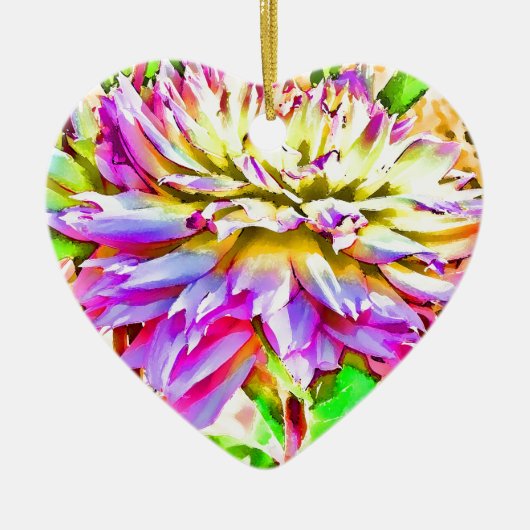 Digitale Waterverf Dahlia Gift Keramisch Ornament (Voorkant)