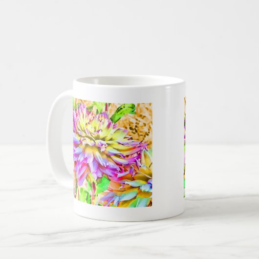 Digitale Waterverf Dahlia Gift Koffiemok (Voorkant links)