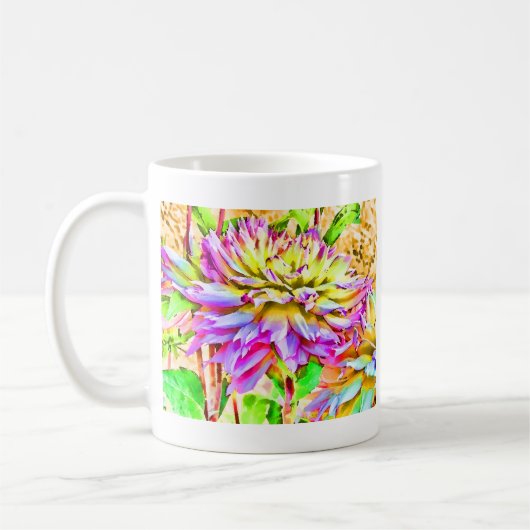 Digitale Waterverf Dahlia Gift Koffiemok (Links)