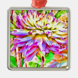 Digitale Waterverf Dahlia Gift Metalen Ornament