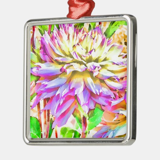 Digitale Waterverf Dahlia Gift Metalen Ornament (Links)