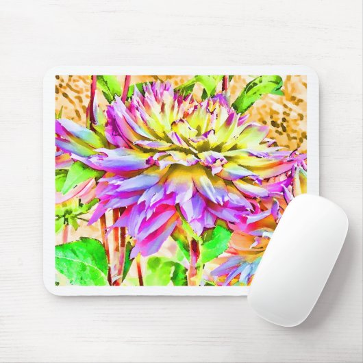 Digitale Waterverf Dahlia Gift Muismat (Met muis)