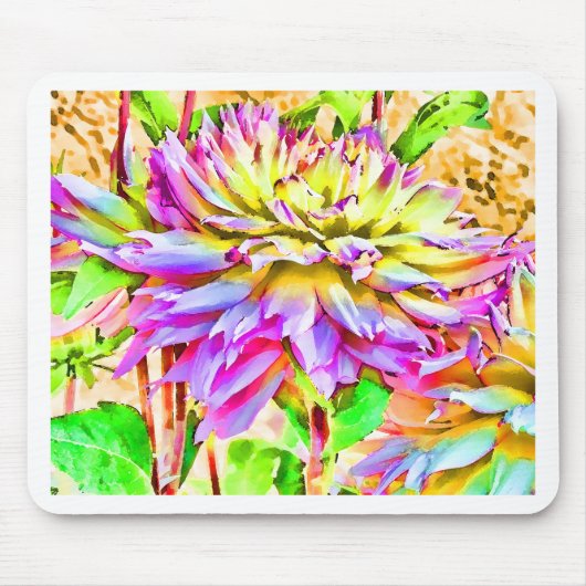 Digitale Waterverf Dahlia Gift Muismat (Voorkant)