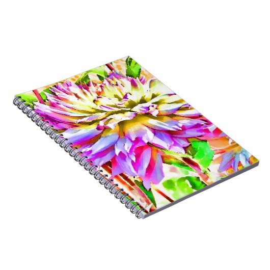 Digitale Waterverf Dahlia Gift Notitieboek (Rechterzijde)