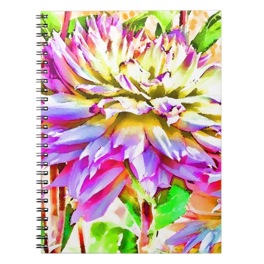 Digitale Waterverf Dahlia Gift Notitieboek (Voorkant)
