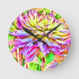 Digitale Waterverf Dahlia Gift Ronde Klok