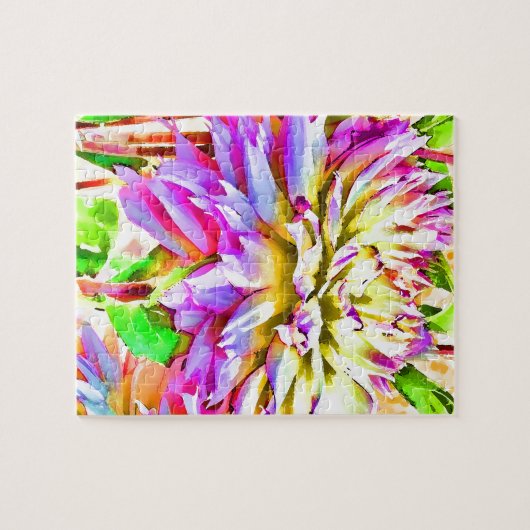 Digitale Waterverf Dahlia Legpuzzel (Horizontaal)