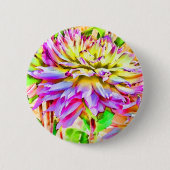 Digitale Waterverf Dahlia Pin Button (Voorkant)