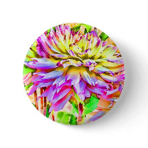 Digitale Waterverf Dahlia Pin Button