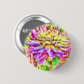 Digitale Waterverf Dahlia Pin Button (Voorkant /achterkant)