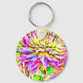 Digitale Waterverf Dahlia Sleutelhanger