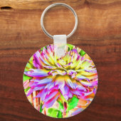 Digitale Waterverf Dahlia Sleutelhanger (Voorkant)