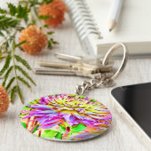 Digitale Waterverf Dahlia Sleutelhanger (Zijkant)