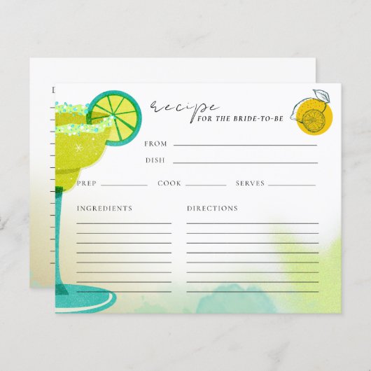 Digitale Waterverf Margarita Limoen Game Recept Ka (Voorkant / Achterkant)