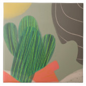 Digitale Waterverf Organic Cactus Sinking Desert Tegeltje (Voorkant)